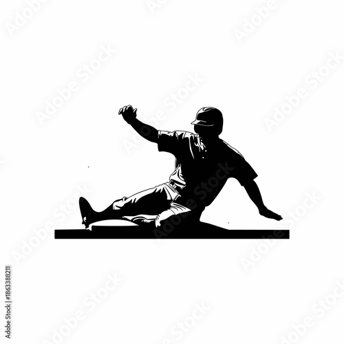 Vector silhouette of a baseball player back to base isolated on a white background