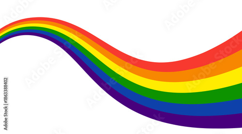 Colorful LGBT pride wave with rainbow stripes. Symbol of diversity, equality, and love, featuring flowing rainbow colors in a smooth, vibrant wave design.