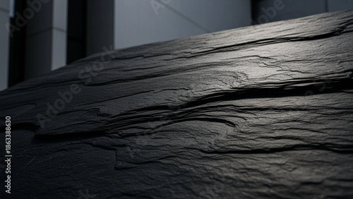 High-end dark charcoal slate stone texture with natural surface
