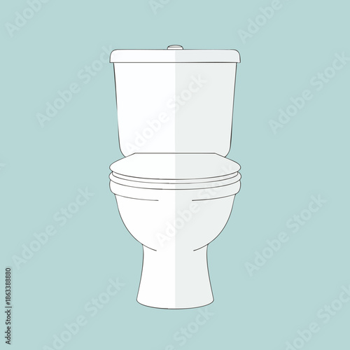 White Ceramic Toilet Bowl Bathroom Fixture.