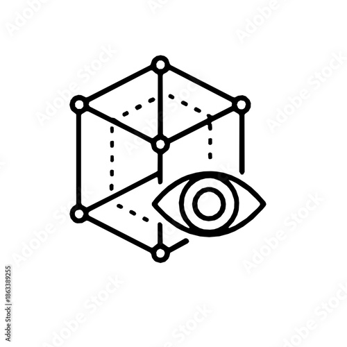 Algorithm transparency AI logic disclosure outline icon (vector)