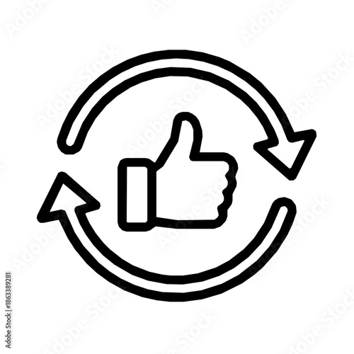 AI model feedback loop and RLHF icon (vector)