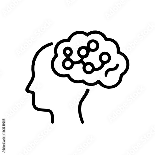 Corporate neural network AI onboarding outline icon (vector)