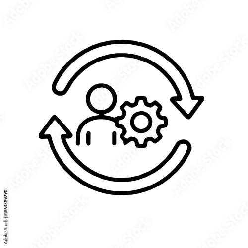 Human in the loop AI verification outline icon (vector)