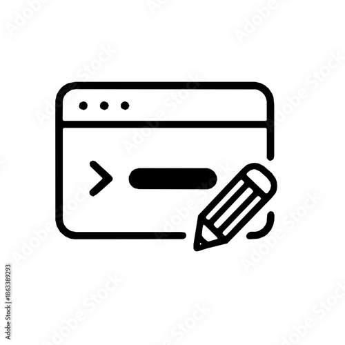 AI prompt engineering instruction rounded outline icon (vector)