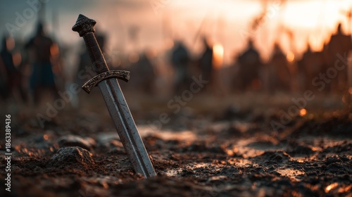 Viking sword buried on the battlefield