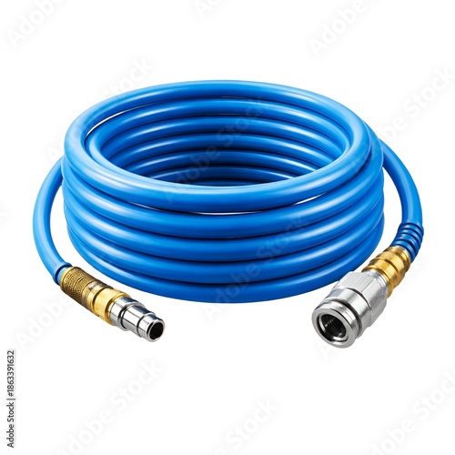 Blue Air Hose Isolated on White