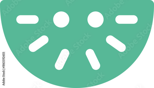 Cute smiling watermelon slice character in flat minimalist style isolated on white background