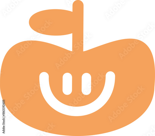 Minimalist happy fruit character icon with smiling face isolated on white background