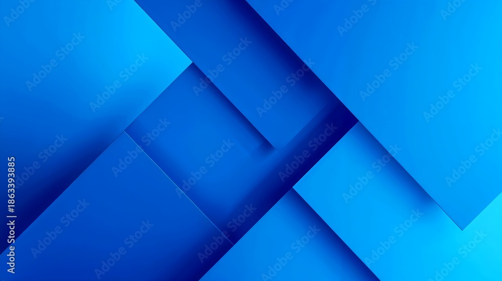 Obraz premium Geometric blue abstract with layered shapes, creating a modern, sleek design