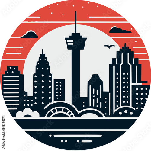 Fotografie San Antonio Skyline Vector Icon