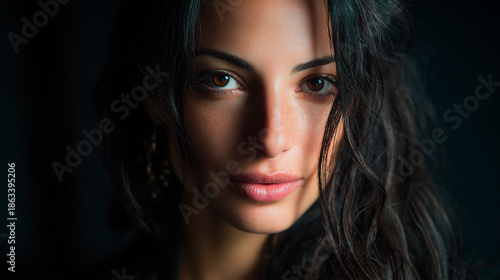 Wallpaper Mural a confident mediterranean woman in her early 30s, long dark hair Torontodigital.ca