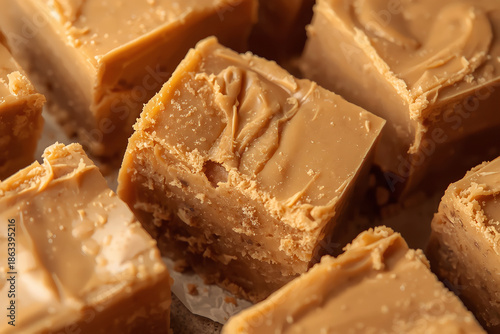 Peanut Butter Fudge Cubes With Brown Sugar Close Up Food Photography