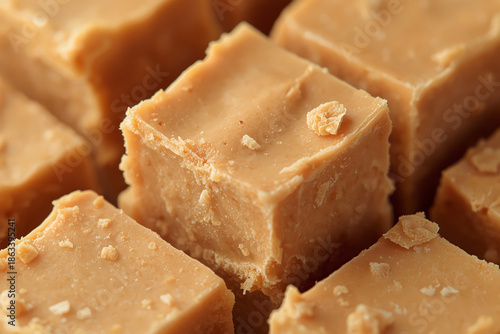 Peanut Butter Fudge Cubes With Brown Sugar Close Up Food Photography