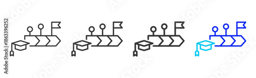 time chart icon set collection creative outline style for business continuity with multiple thickness variations suitable for presentation design branding and documentation