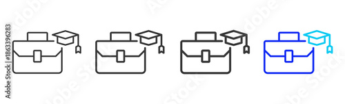 task monitor icon set collection creative outline style for business continuity with multiple thickness variations suitable for presentation design branding and documentation