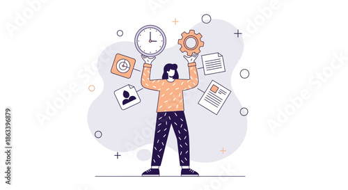 Person managing time and tasks efficiently with focus and organization.