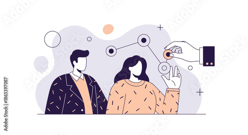 Teamwork and collaboration concept with people and network connection.