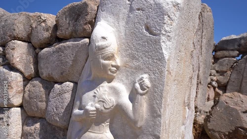 Close up of relief at the entrance gate of Hattusa
