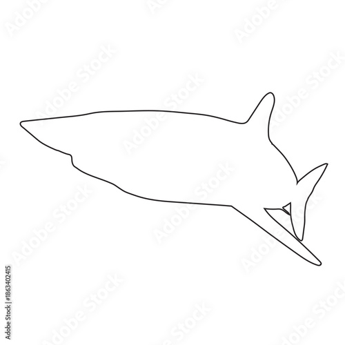 Mako Shark 2 Vector Line Icon - Editable EPS
