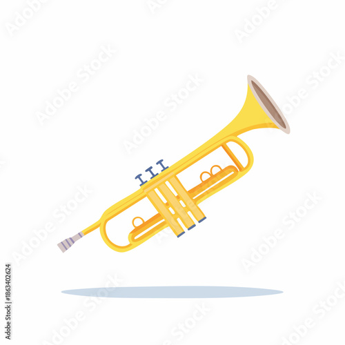 Yellow Trumpet Musical Instrument with Detailed Design.