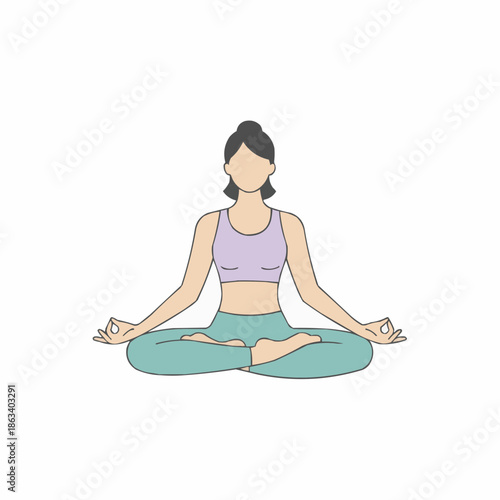 Woman in lotus position meditating vector illustration