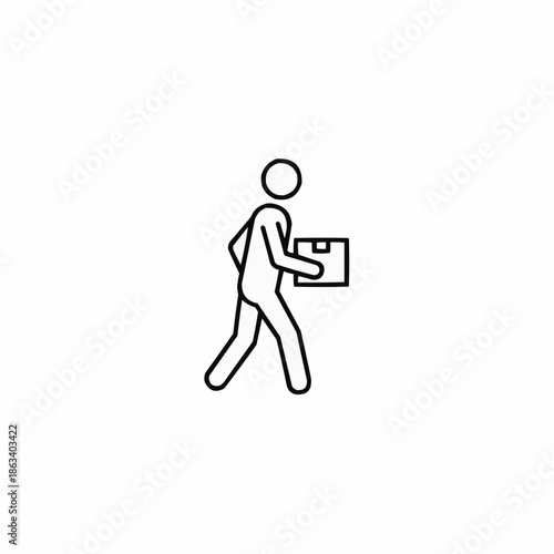 Parcel Delivery Icon: A simple icon depicting a person carrying a parcel, suggesting swift and reliable delivery services.