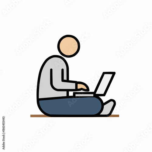 Digital Nomad at Work: A modern individual, hunched over their laptop while sitting comfortably, embodying the freedom of remote work.