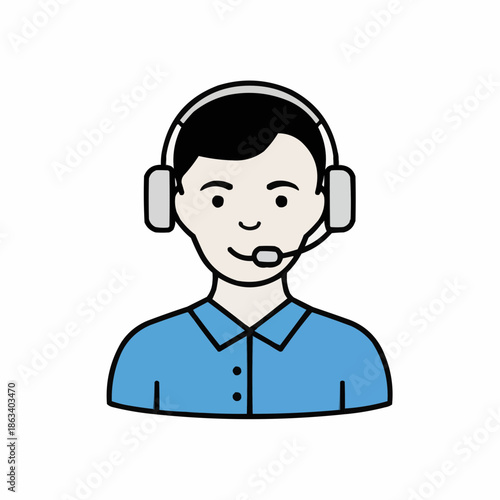 Smiling Support Specialist: A friendly and approachable customer service representative, equipped with a headset, ready to assist and provide excellent support.