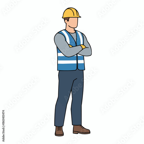 Confident Construction Worker: A skilled construction worker stands poised, embodying competence and reliability, ready to tackle any building challenge.