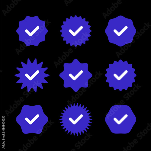 Checkmarks icon bages vector set