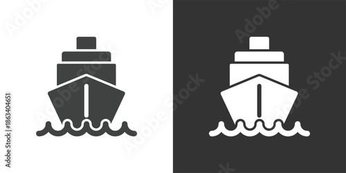 Sea Cargo Ship icon. Solid glyph series icon