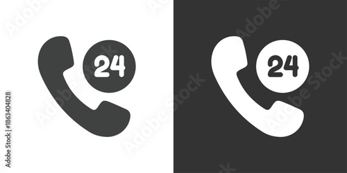 24-Hour Phone Service icon. Solid glyph series icon