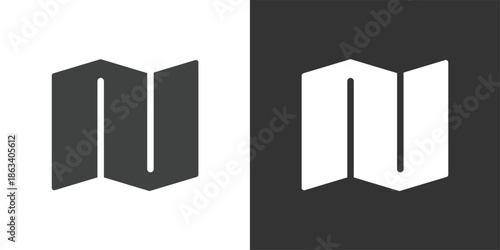 Folded Map icon. Solid glyph series icon