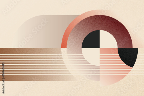 Abstract mid century modern background with neutral colors and geometry