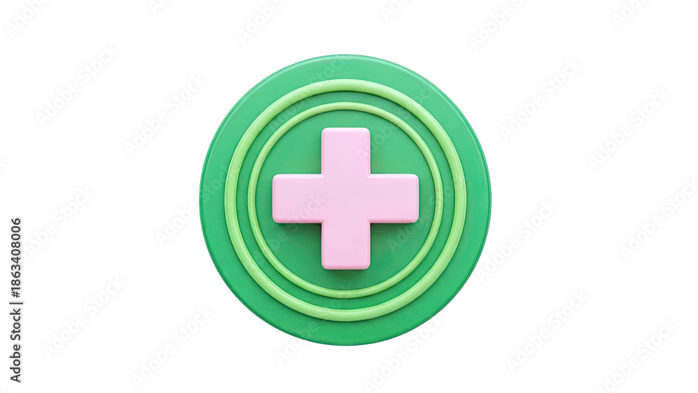 Fototapeta premium 3D Rendered Medical Cross Icon with Concentric Circles