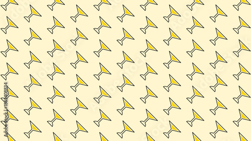 cartoon cocktail pattern inspired by classic aperitif culture. Groovy hand-drawn drinks in vintage glassware.