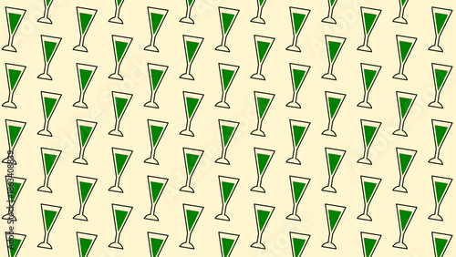 retro cocktail pattern with hand-drawn groovy drinks. Cartoon alcoholic beverages in different glass shapes, summer aperitif vibe.