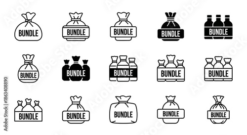 Collection of Bundle Icons in Various Styles.