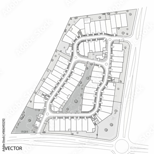 Aerial View of Residential Neighborhood Master Plan.