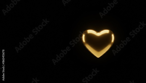 Golden Heart on black background: Symbol of Love, Luxury, and Elegant Designs Ideal for Valentine's Day, Romance & Decorative Concepts