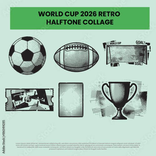 Upcoming World Cup Retro Halftone Collage