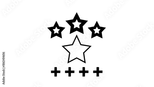 Vector illustration of customer experience rating stars and quality indicators on transparent background