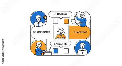 Teamwork and collaboration in business strategy and planning process.