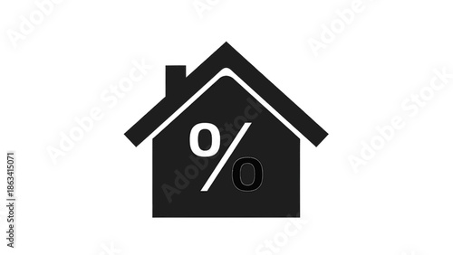Vector illustration of a house with percentage symbol icon for finance, on transparent background