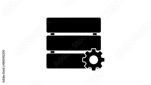 Vector illustration of server management and database configuration gear icon, on transparent background