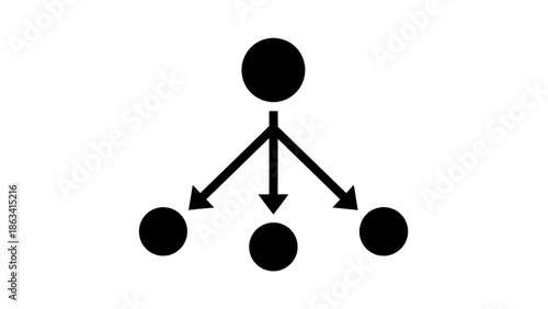Vector illustration of a hierarchical connection graphic with multiple branches on transparent background