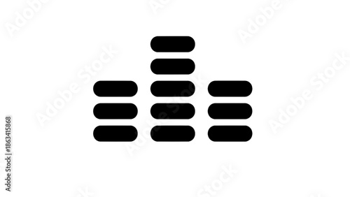 Vector illustration of a minimalist music equalizer graph, with adjustable levels, on transparent background