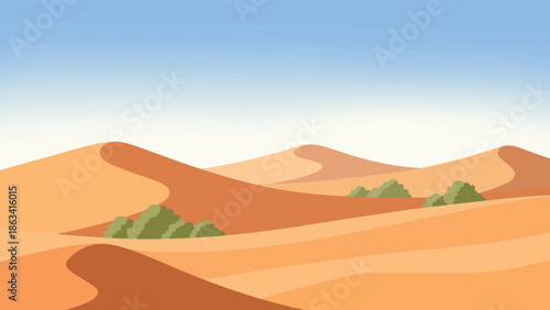 Minimalist Desert Landscape with Sand Dunes Illustration