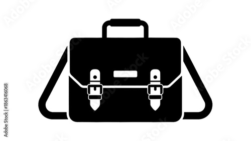 Vector illustration of a classic business briefcase or work satchel icon, on transparent background